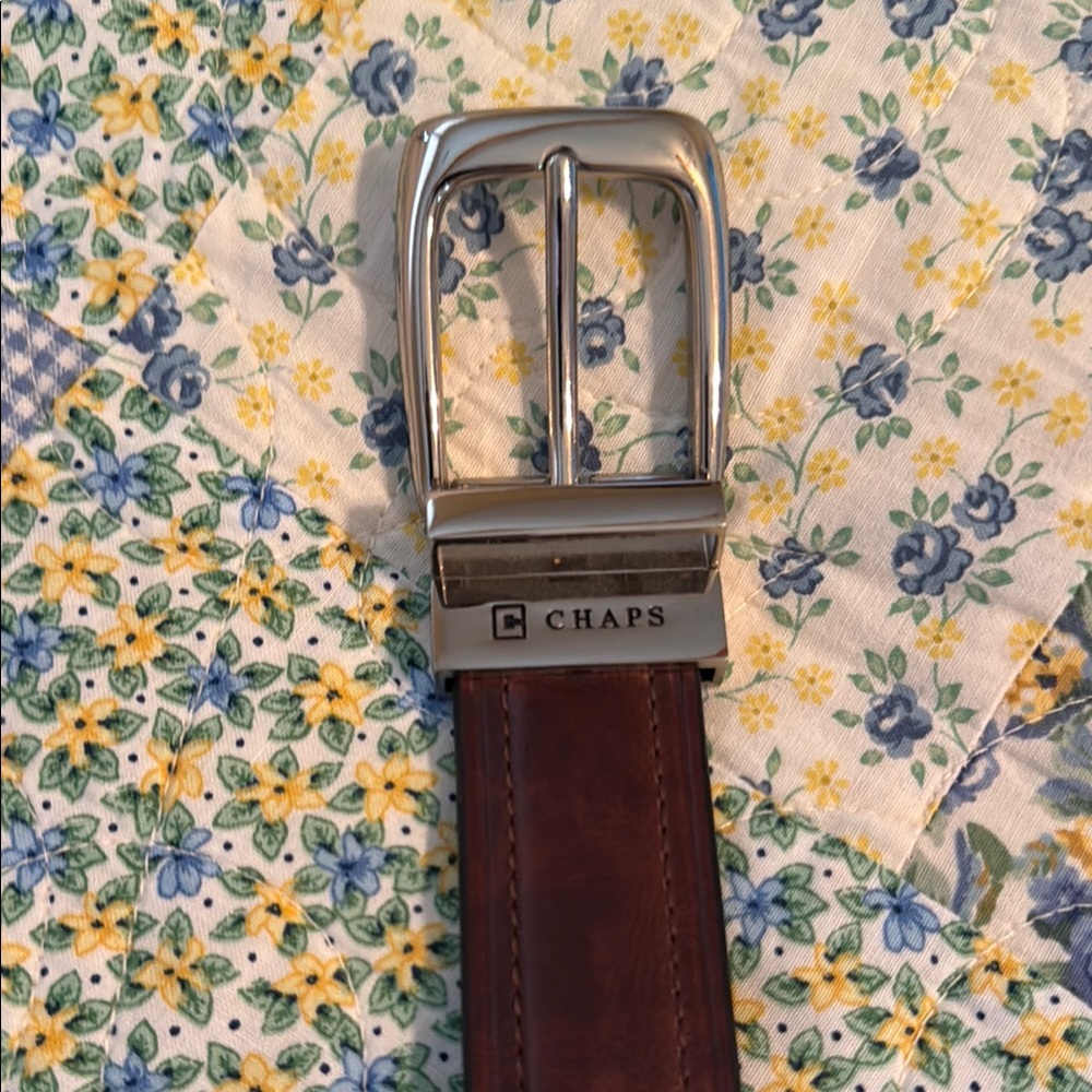 Chaps Kids Belt with Silver Buckle and Brown Strap